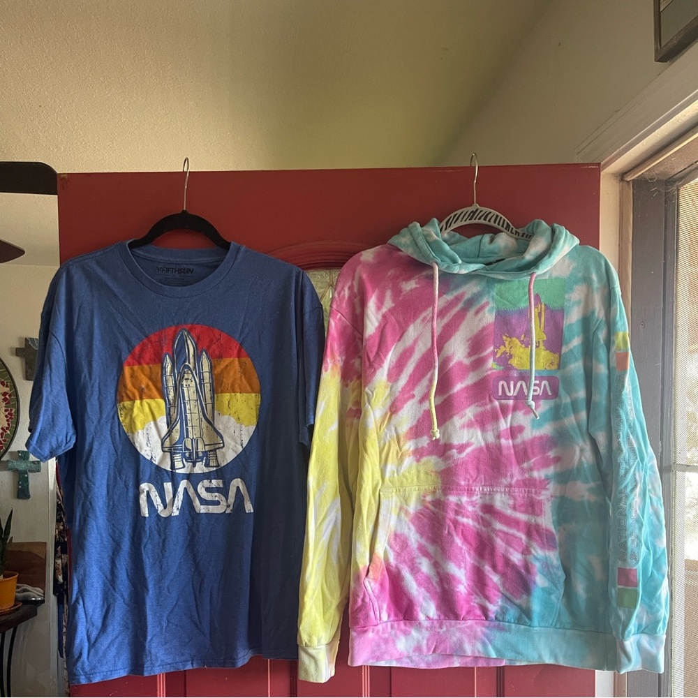 NASA Blue T-Shirt and Tie-Dye Hoodie Set